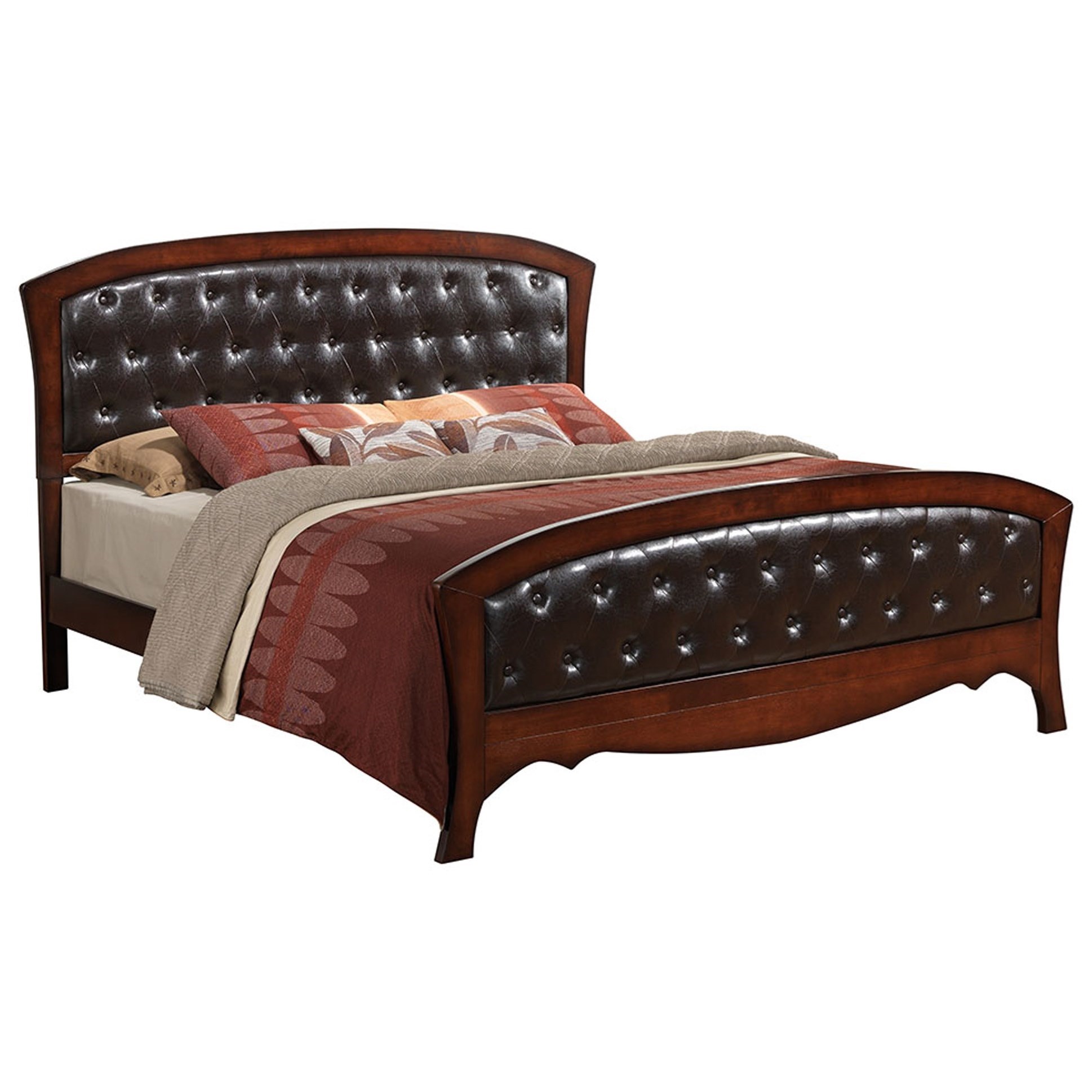 Elements International Jenny Queen Panel Bed with Upholstered Headboard and Footboard Lynn's